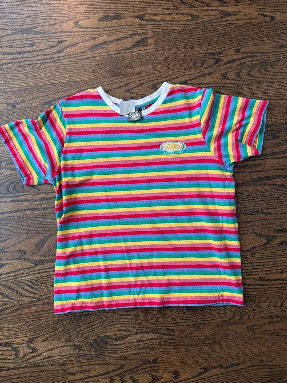 Santa Cruz Skateboards Rainbow Striped Crewneck Short Sleeve T-Shirt